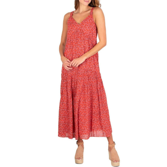 NWT JOIE Cotton Tiered Maxi Dress in Tea Rose Size Medium - Picture 2 of 3